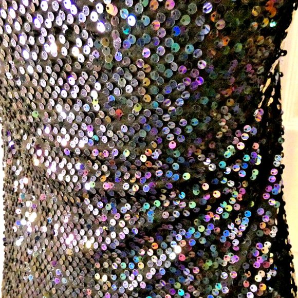 Sexy Prom Women Size 6 Mini Dress Multicolor Sequins Drop Shoulder Bodycon *Flaw - Picture 7 of 15